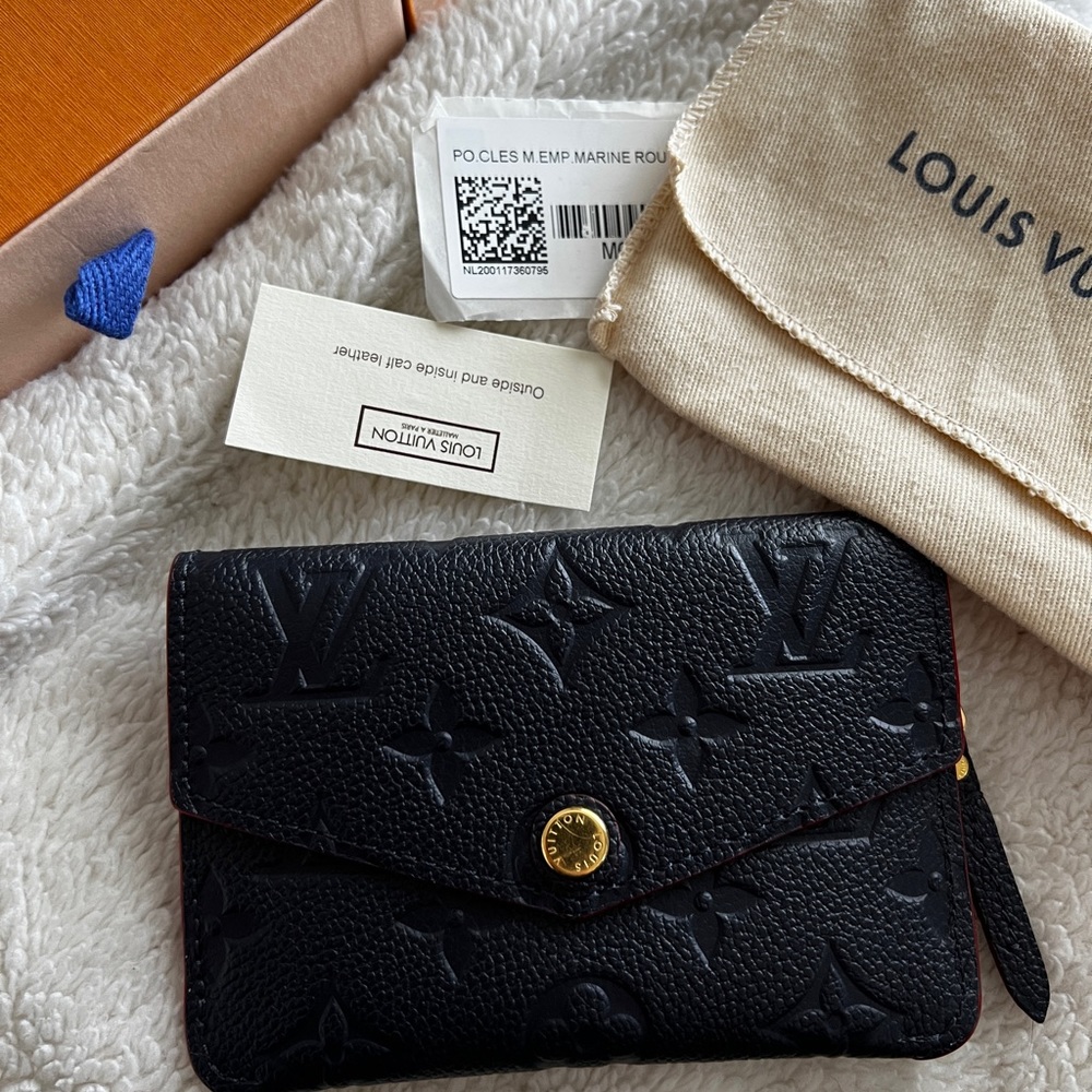 Authentic Louis Vuitton Key Pouch with Chain Marine Rouge